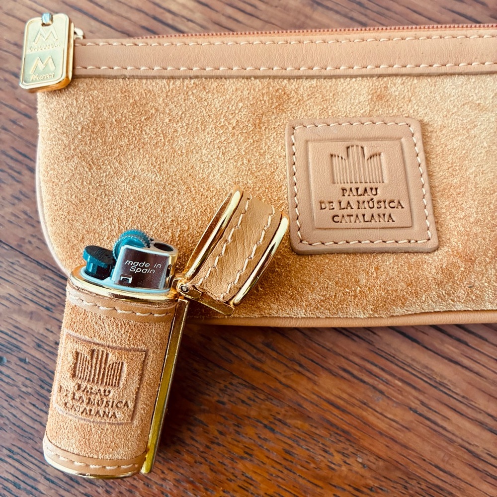 Rare find- Suede pouch/ matching lighter/ Barcelona